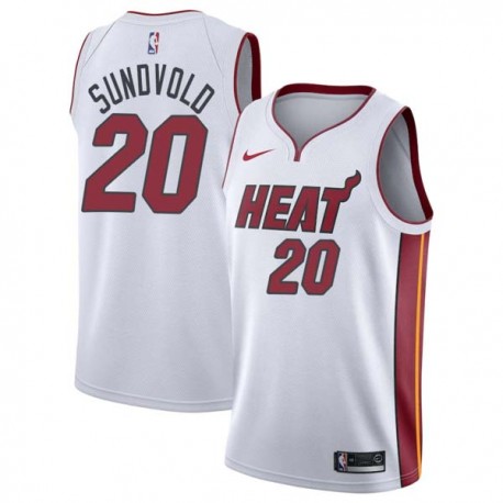 White Jon Sundvold Twill Basketball Jersey -Heat #20 Sundvold Twill Jerseys, FREE SHIPPING