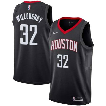 Black Bill Willoughby Twill Basketball Jersey -Rockets #32 Willoughby Twill Jerseys, FREE SHIPPING