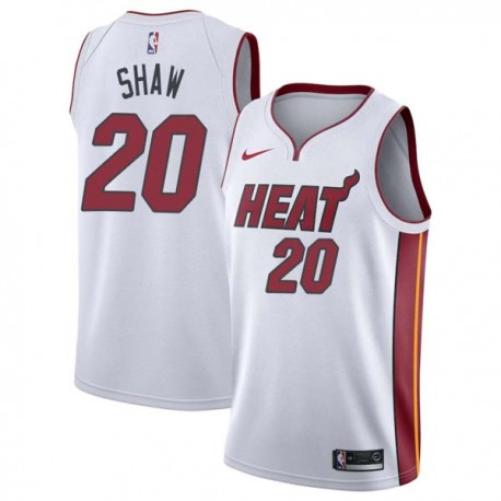 White Brian Shaw Twill Basketball Jersey -Heat #20 Shaw Twill Jerseys, FREE SHIPPING