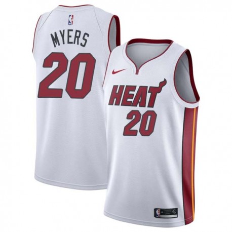 White Pete Myers Twill Basketball Jersey -Heat #20 Myers Twill Jerseys, FREE SHIPPING