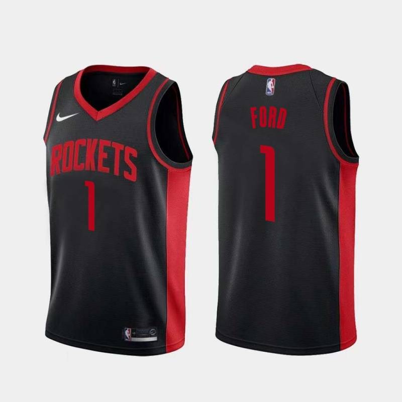 Black_Earned Alton Ford Twill Basketball Jersey -Rockets #1 Ford Twill Jerseys, FREE SHIPPING