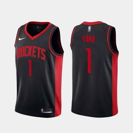 Black_Earned Alton Ford Twill Basketball Jersey -Rockets #1 Ford Twill Jerseys, FREE SHIPPING