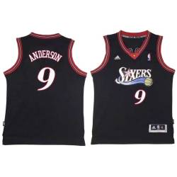 Black Throwback James Anderson Twill Basketball Jersey -76ers #9 Anderson Twill Jerseys, FREE SHIPPING