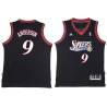 Black Throwback James Anderson Twill Basketball Jersey -76ers #9 Anderson Twill Jerseys, FREE SHIPPING