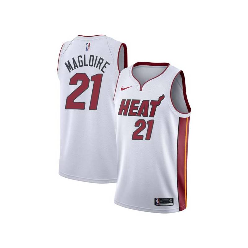 White Jamaal Magloire Twill Basketball Jersey -Heat #21 Magloire Twill Jerseys, FREE SHIPPING