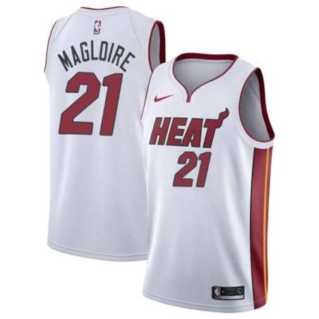 White Jamaal Magloire Twill Basketball Jersey -Heat #21 Magloire Twill Jerseys, FREE SHIPPING