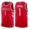 Red Classic Lee Johnson Twill Basketball Jersey -Rockets #1 Johnson Twill Jerseys, FREE SHIPPING