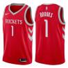 Red Classic Scott Brooks Twill Basketball Jersey -Rockets #1 Brooks Twill Jerseys, FREE SHIPPING