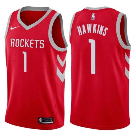 Red Classic Juaquin Hawkins Twill Basketball Jersey -Rockets #1 Hawkins Twill Jerseys, FREE SHIPPING