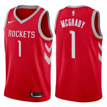 Red Classic Tracy McGrady Twill Basketball Jersey -Rockets #1 McGrady Twill Jerseys, FREE SHIPPING