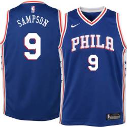 Blue JaKarr Sampson Twill Basketball Jersey -76ers #9 Sampson Twill Jerseys, FREE SHIPPING