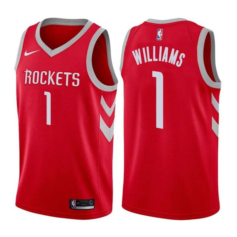 Red Classic Terrence Williams Twill Basketball Jersey -Rockets #1 Williams Twill Jerseys, FREE SHIPPING