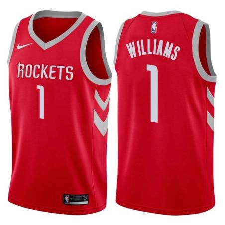 Red Classic Terrence Williams Twill Basketball Jersey -Rockets #1 Williams Twill Jerseys, FREE SHIPPING