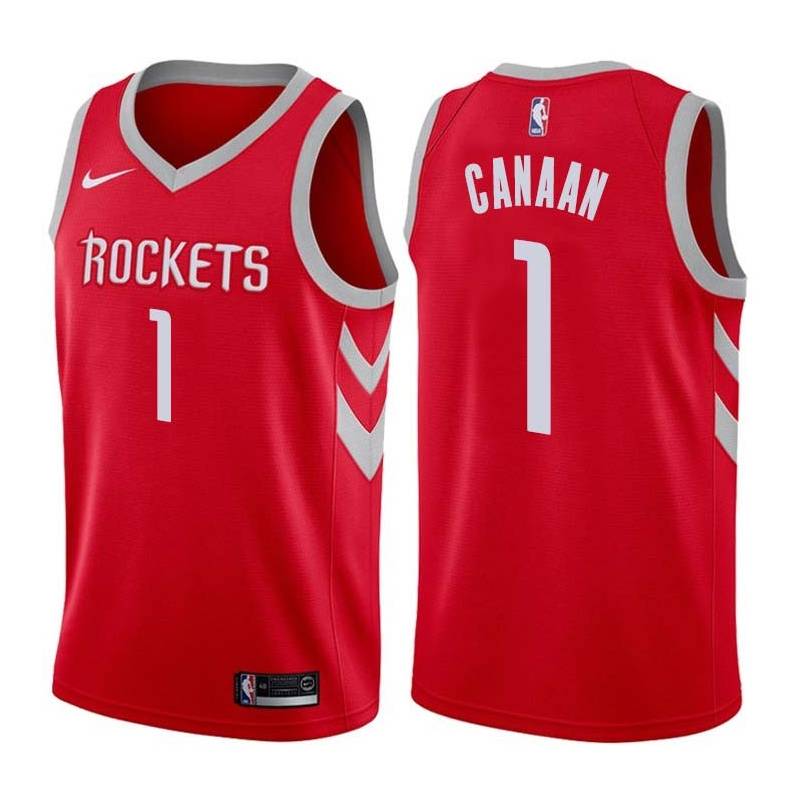 Red Classic Isaiah Canaan Twill Basketball Jersey -Rockets #1 Canaan Twill Jerseys, FREE SHIPPING