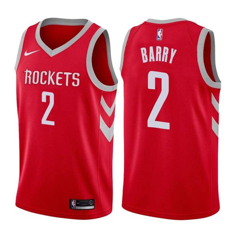 Red Classic Rick Barry Twill Basketball Jersey -Rockets #2 Barry Twill Jerseys, FREE SHIPPING