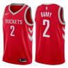 Red Classic Rick Barry Twill Basketball Jersey -Rockets #2 Barry Twill Jerseys, FREE SHIPPING