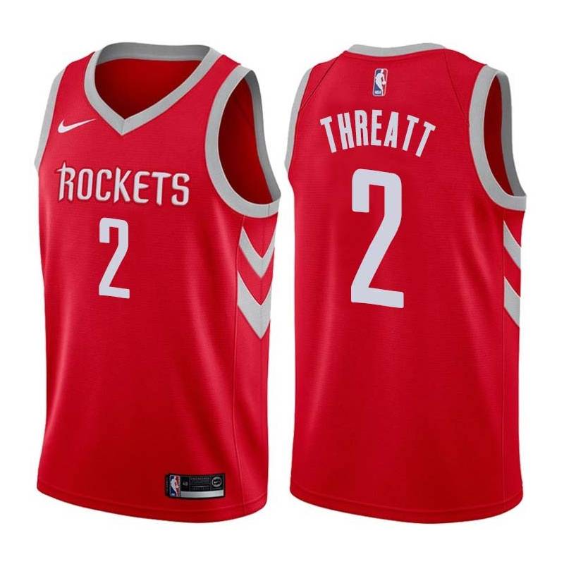 Red Classic Sedale Threatt Twill Basketball Jersey -Rockets #2 Threatt Twill Jerseys, FREE SHIPPING