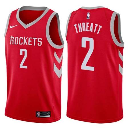 Red Classic Sedale Threatt Twill Basketball Jersey -Rockets #2 Threatt Twill Jerseys, FREE SHIPPING