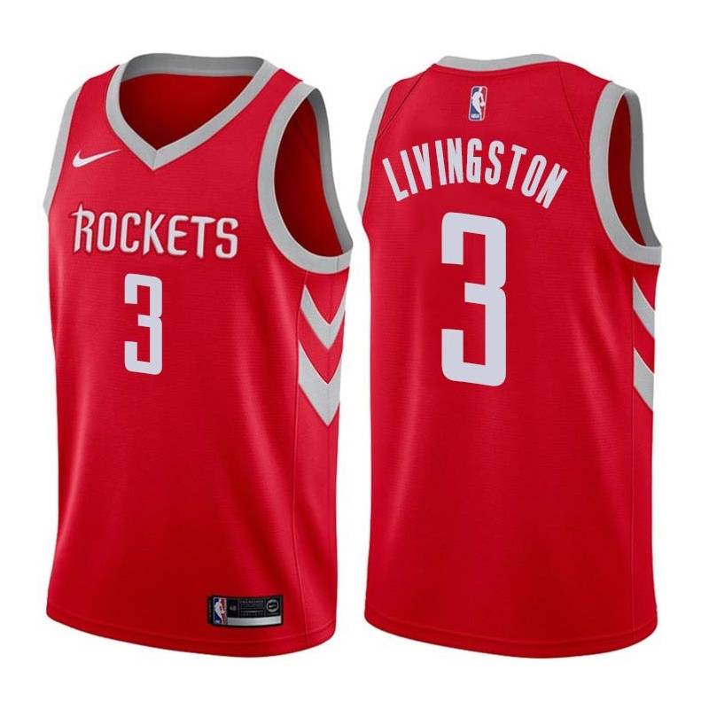 Red Classic Randy Livingston Twill Basketball Jersey -Rockets #3 Livingston Twill Jerseys, FREE SHIPPING