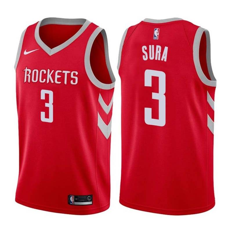 Red Classic Bob Sura Twill Basketball Jersey -Rockets #3 Sura Twill Jerseys, FREE SHIPPING