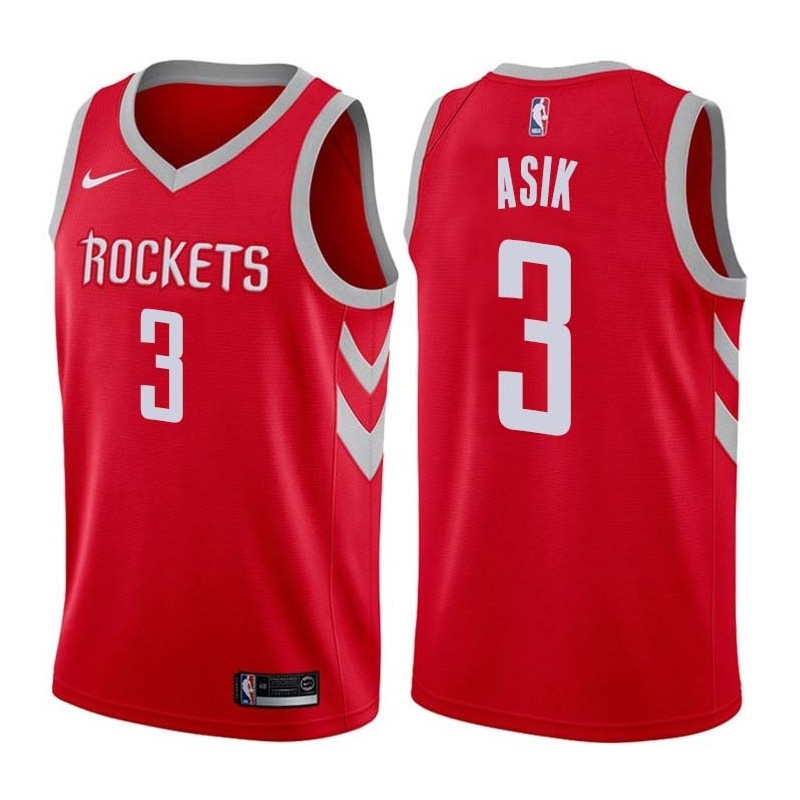 Red Classic Omer Asik Twill Basketball Jersey -Rockets #3 Asik Twill Jerseys, FREE SHIPPING