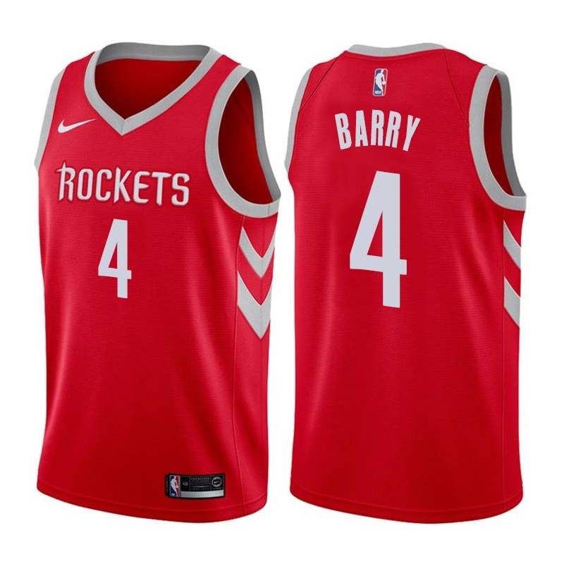 Red Classic Rick Barry Twill Basketball Jersey -Rockets #4 Barry Twill Jerseys, FREE SHIPPING