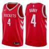 Red Classic Rick Barry Twill Basketball Jersey -Rockets #4 Barry Twill Jerseys, FREE SHIPPING