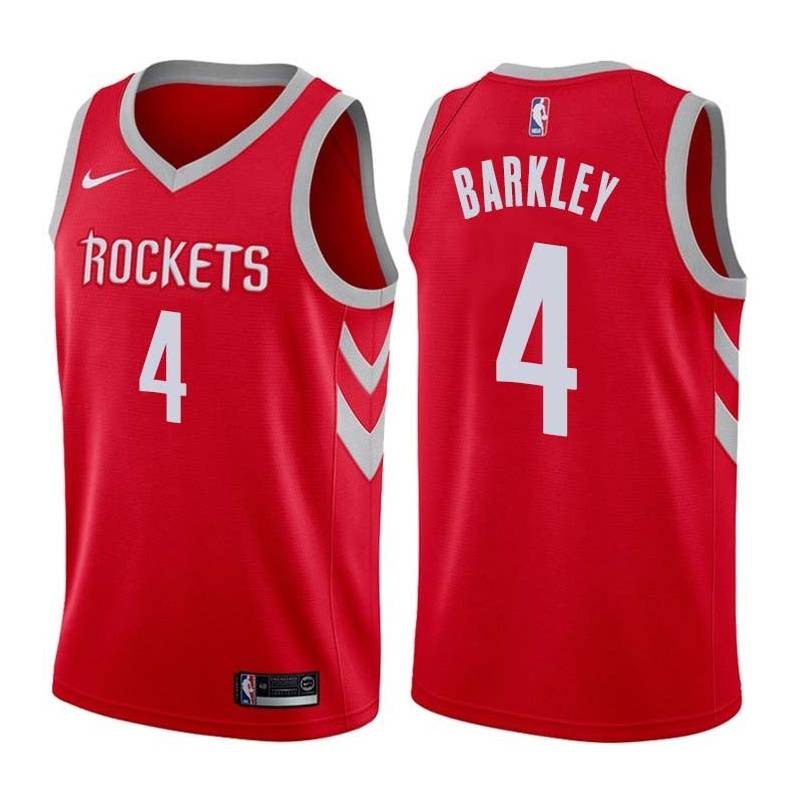 Red Classic Charles Barkley Twill Basketball Jersey -Rockets #4 Barkley Twill Jerseys, FREE SHIPPING