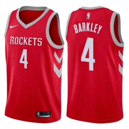 Red Classic Charles Barkley Twill Basketball Jersey -Rockets #4 Barkley Twill Jerseys, FREE SHIPPING