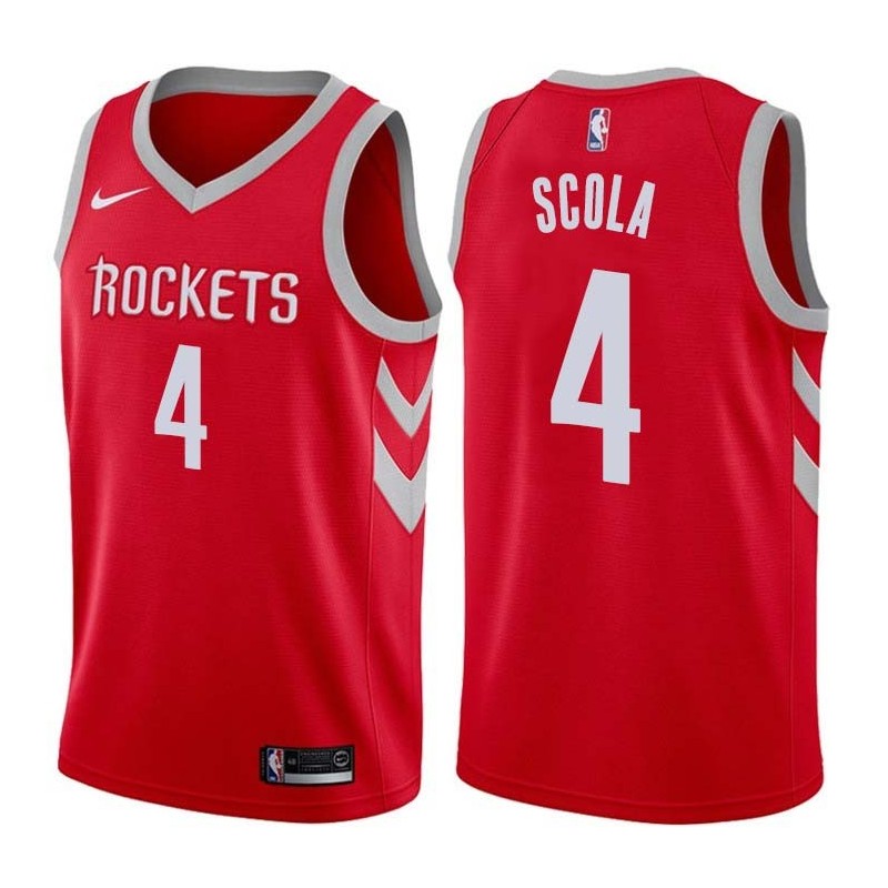 Red Classic Luis Scola Twill Basketball Jersey -Rockets #4 Scola Twill Jerseys, FREE SHIPPING