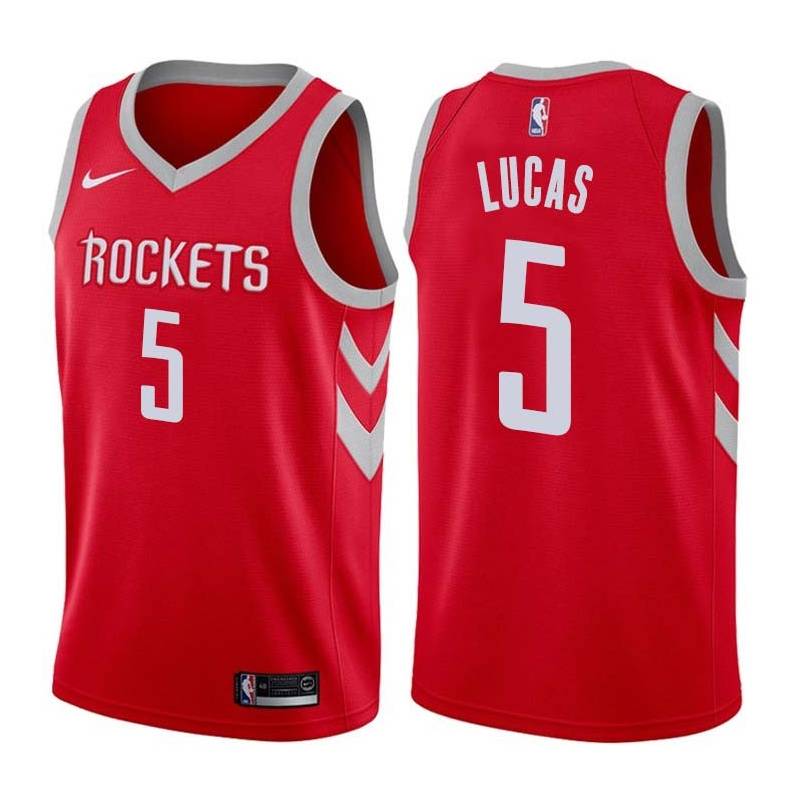 Red Classic John Lucas Twill Basketball Jersey -Rockets #5 Lucas Twill Jerseys, FREE SHIPPING