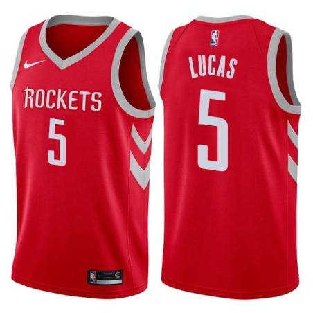 Red Classic John Lucas Twill Basketball Jersey -Rockets #5 Lucas Twill Jerseys, FREE SHIPPING