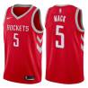 Red Classic Sam Mack Twill Basketball Jersey -Rockets #5 Mack Twill Jerseys, FREE SHIPPING