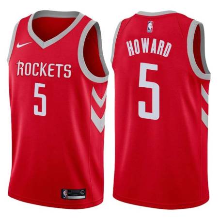 Red Classic Juwan Howard Twill Basketball Jersey -Rockets #5 Howard Twill Jerseys, FREE SHIPPING