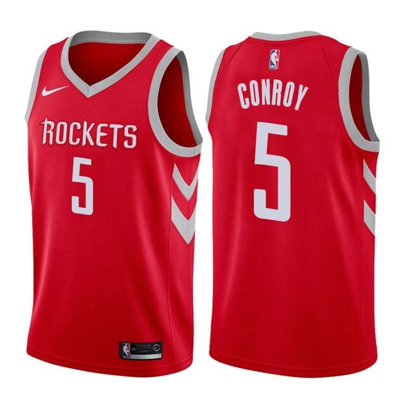 Red Classic Will Conroy Twill Basketball Jersey -Rockets #5 Conroy Twill Jerseys, FREE SHIPPING