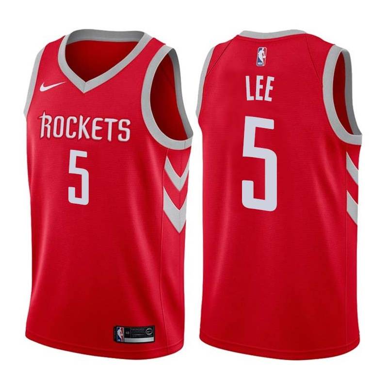 Red Classic Courtney Lee Twill Basketball Jersey -Rockets #5 Lee Twill Jerseys, FREE SHIPPING