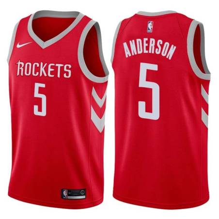 Red Classic James Anderson Twill Basketball Jersey -Rockets #5 Anderson Twill Jerseys, FREE SHIPPING