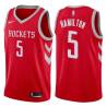 Red Classic Jordan Hamilton Twill Basketball Jersey -Rockets #5 Hamilton Twill Jerseys, FREE SHIPPING