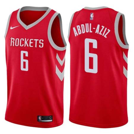 Red Classic Zaid Abdul-Aziz Twill Basketball Jersey -Rockets #6 Abdul-Aziz Twill Jerseys, FREE SHIPPING