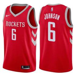 Red Classic George Johnson Twill Basketball Jersey -Rockets #6 Johnson Twill Jerseys, FREE SHIPPING