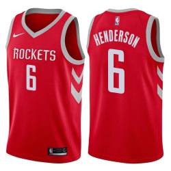 Red Classic Tom Henderson Twill Basketball Jersey -Rockets #6 Henderson Twill Jerseys, FREE SHIPPING