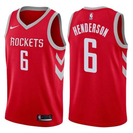 Red Classic Tom Henderson Twill Basketball Jersey -Rockets #6 Henderson Twill Jerseys, FREE SHIPPING