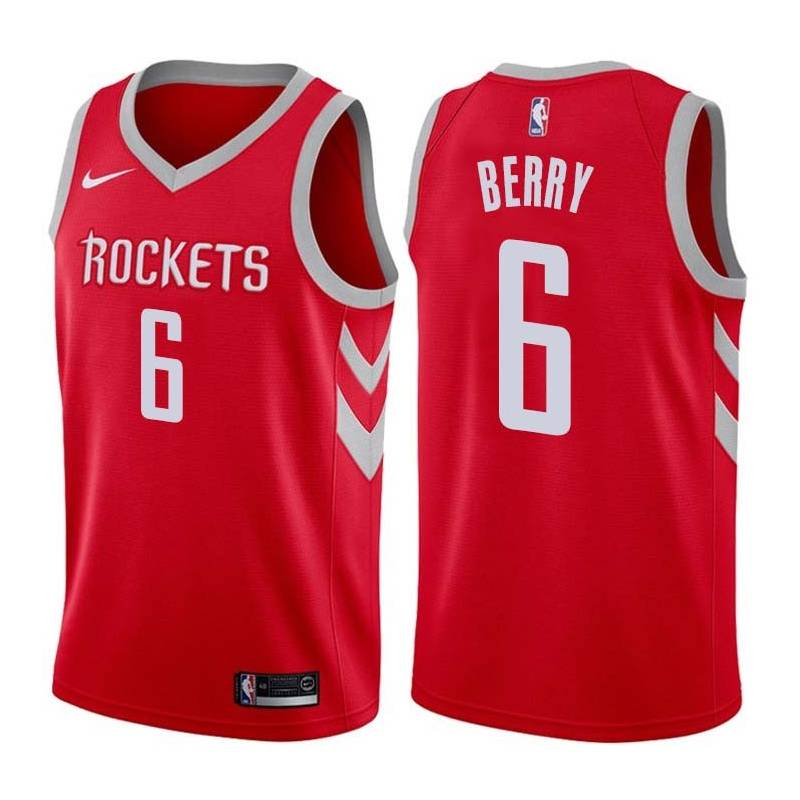 Red Classic Walter Berry Twill Basketball Jersey -Rockets #6 Berry Twill Jerseys, FREE SHIPPING