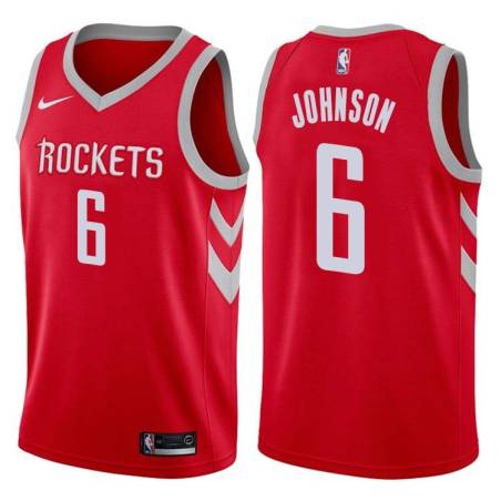 Red Classic Avery Johnson Twill Basketball Jersey -Rockets #6 Johnson Twill Jerseys, FREE SHIPPING