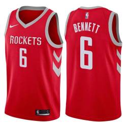 Red Classic Elmer Bennett Twill Basketball Jersey -Rockets #6 Bennett Twill Jerseys, FREE SHIPPING