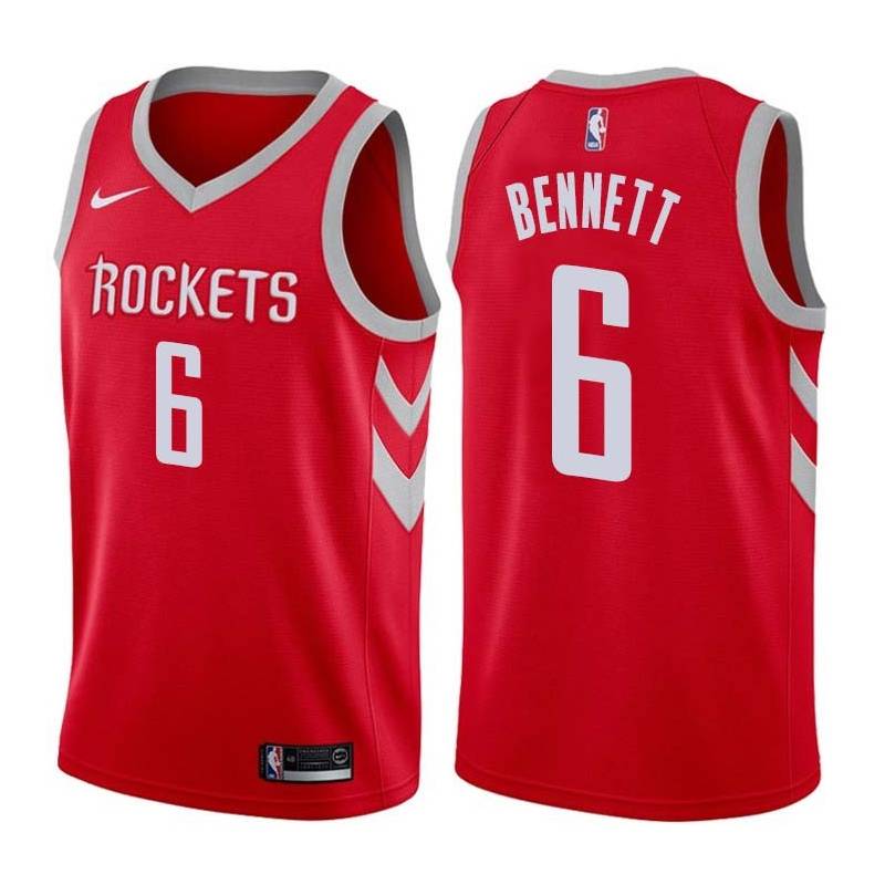 Red Classic Elmer Bennett Twill Basketball Jersey -Rockets #6 Bennett Twill Jerseys, FREE SHIPPING