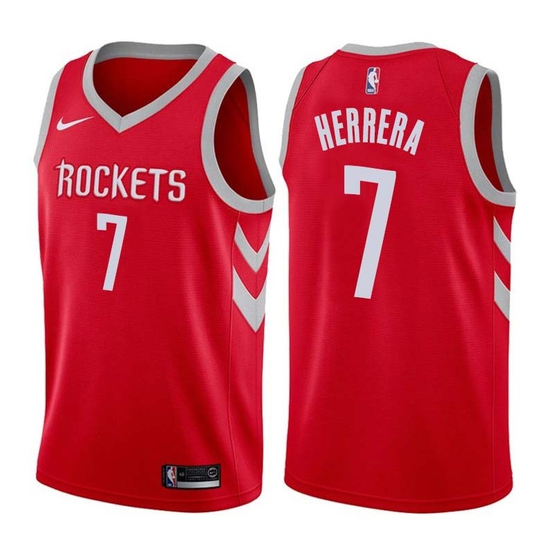 Red Classic Carl Herrera Twill Basketball Jersey -Rockets #7 Herrera Twill Jerseys, FREE SHIPPING