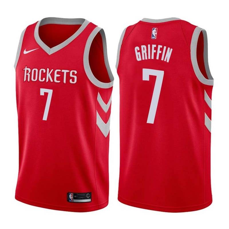 Red Classic Adrian Griffin Twill Basketball Jersey -Rockets #7 Griffin Twill Jerseys, FREE SHIPPING