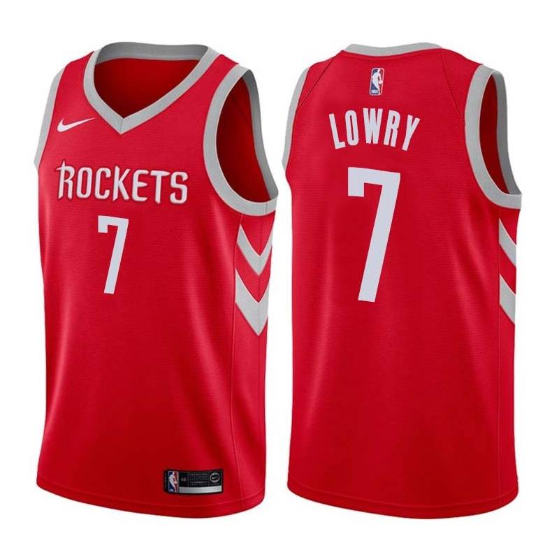 Red Classic Kyle Lowry Twill Basketball Jersey -Rockets #7 Lowry Twill Jerseys, FREE SHIPPING