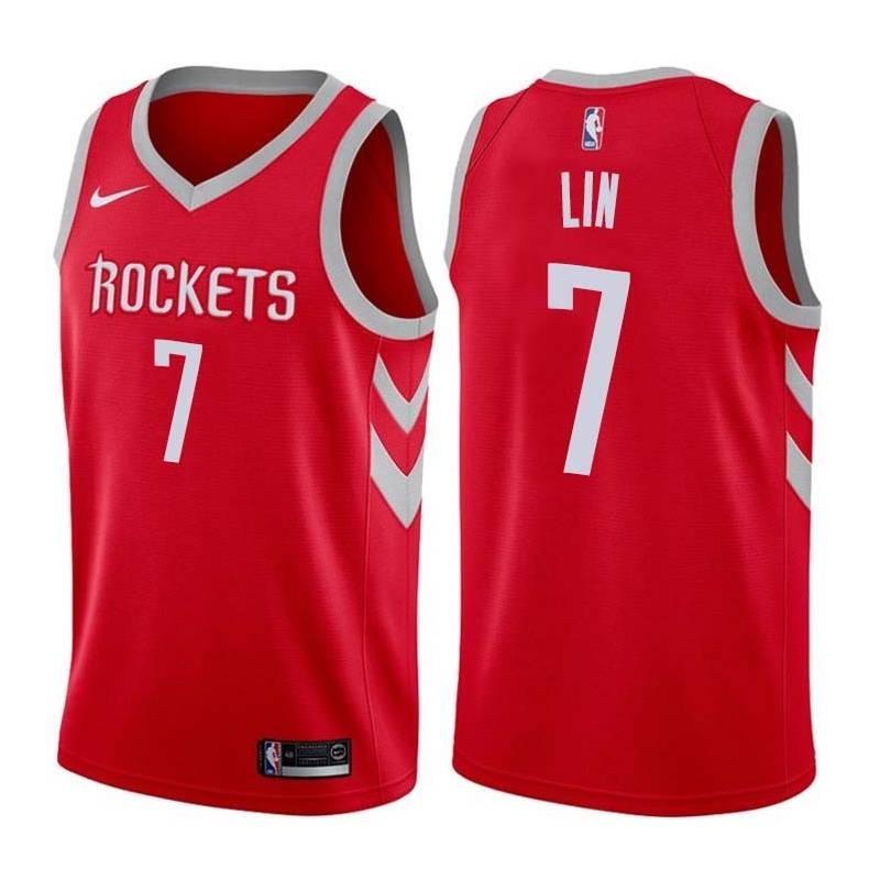 Red Classic Jeremy Lin Twill Basketball Jersey -Rockets #7 Lin Twill Jerseys, FREE SHIPPING